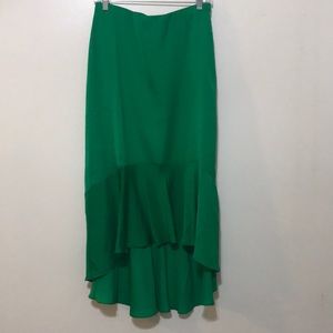 Ann Taylor green silky high low skirt (size 2)